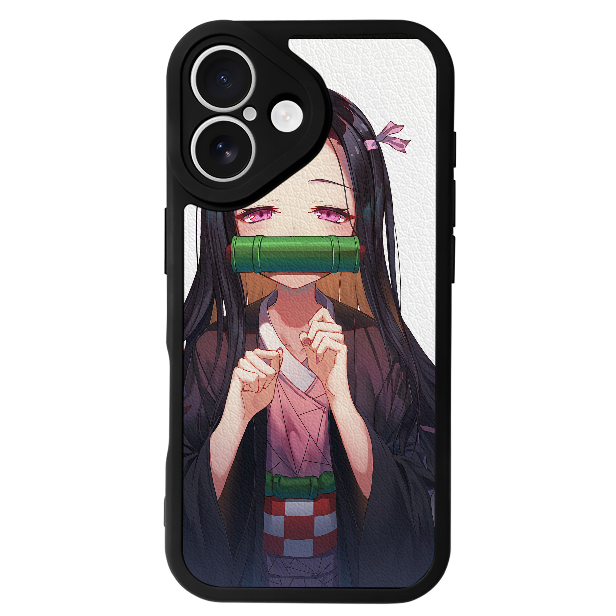 （画像用） 鬼滅の刃（きめつのやいば）竈門 禰󠄀豆子／かまど ねずこ Kamado Nezuko 【iPhone 16シリーズ対応】シリコンスマホケース（レザー調） 材質：シリコン